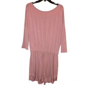 Pink Lily 3/4 Sleeve Romper Pink‎ Medium